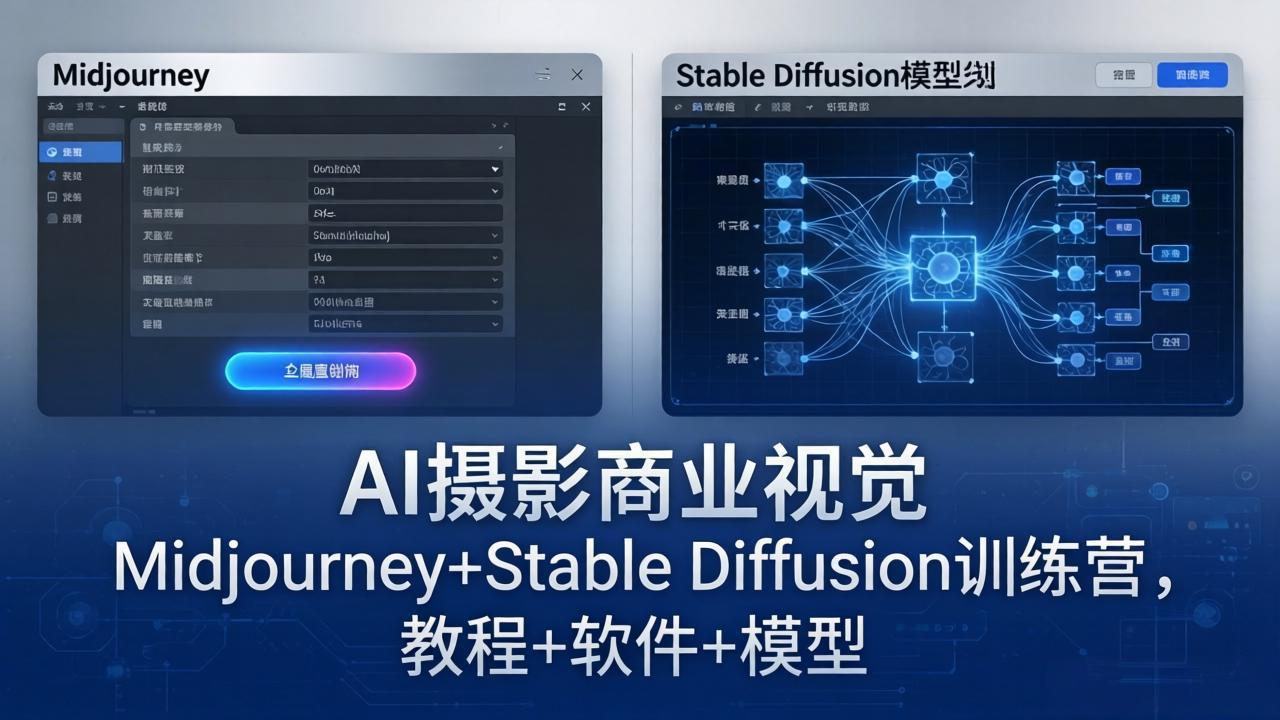 AI摄影商业视觉Midjourney+Stable Diffusion训练营，教程+软件+模型-大伟资源网