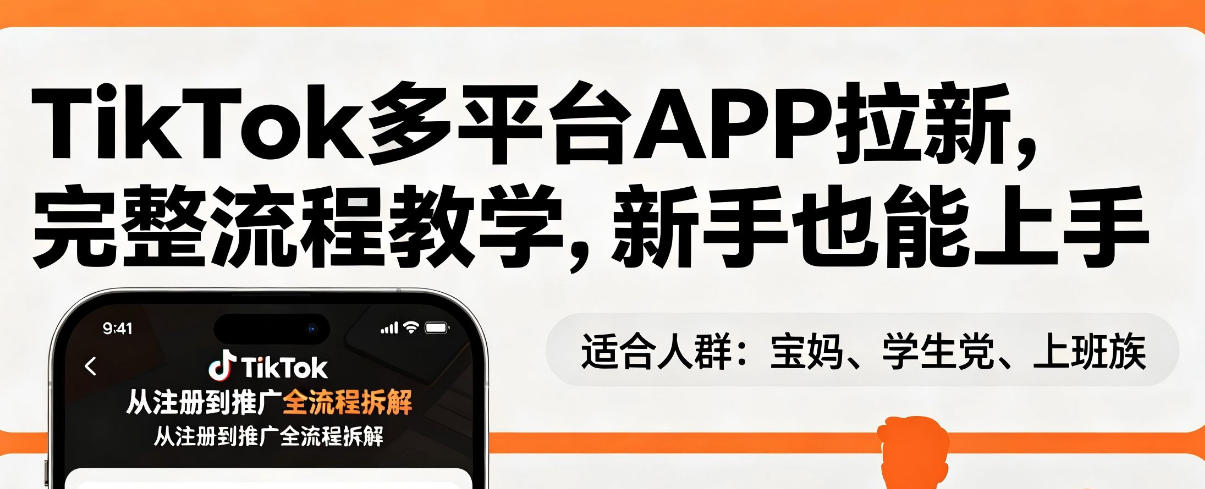 TikTok多平台APP拉新，完整流程教学，新手也能上手，轻松出海搞美金-大伟资源网
