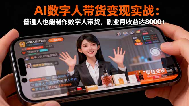 AI数字人带货变现实战：普通人也能制作数字人带货，副业月收益达8000+-大伟资源网