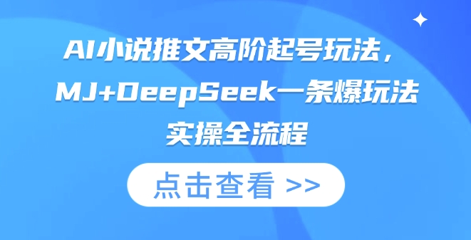 AI小说推文高阶起号玩法，MJ+DeepSeek一条爆玩法实操全流程-大伟资源网