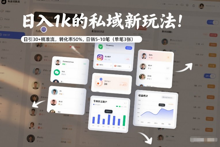 日入1k的私域新玩法：日引30+精准流，转化率50%，日销5-10笔(单笔3张)-大伟资源网