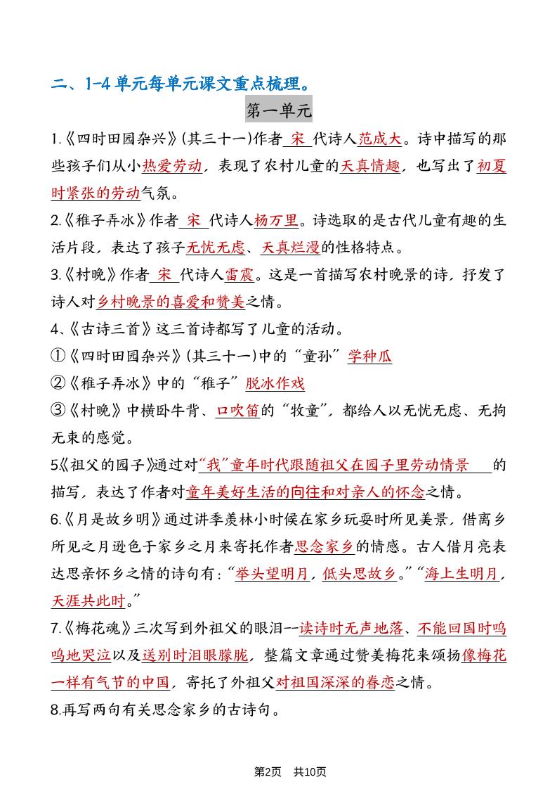 五年级下语文期中复习重点知识点汇总1-大伟资源网