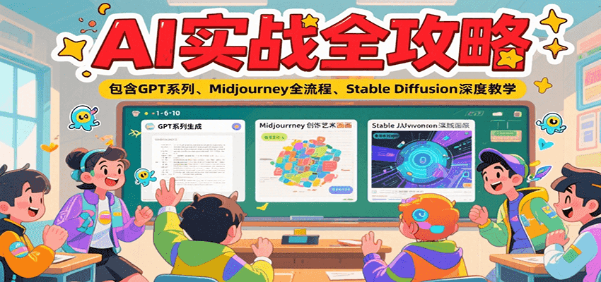 AI实战全攻略，包含GPT系列、Midjourney全流程、Stable Diffusion深度教学-大伟资源网