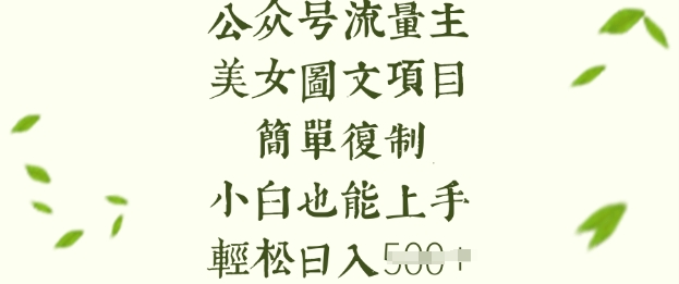流量主长期收益项目，美女图片简单复制，小白也能上手，轻松日入5张-大伟资源网