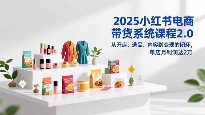 2025小红书电商带货系统课程2.0，从开店、选品、内容到变现的闭环，单店月利润达2万-大伟资源网