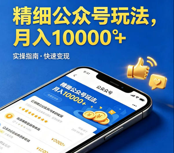 精细化公众号玩法，我们给你提供文章，你来负责发布，收益可观，月入1W+【揭秘】ㅤ-大伟资源网
