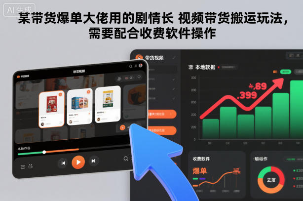某带货爆单大佬用的剧情长视频带货搬运玩法，需要配合收费软件操作-大伟资源网
