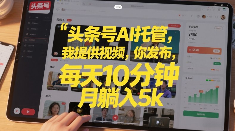 头条号AI托管，我提供视频，你发布，每天10分钟，月躺入5k+【揭秘】-大伟资源网