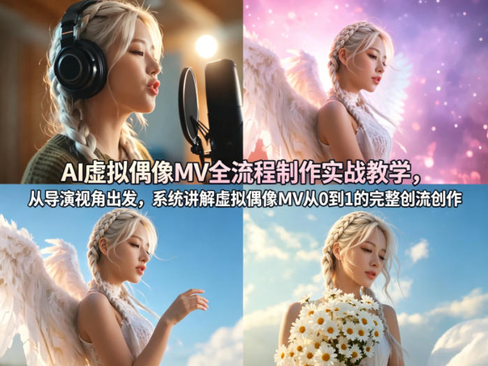 AI虚拟偶像MV全流程制作实战教学，从导演视角出发，系统讲解虚拟偶像MV从0到1的完整创作流程-大伟资源网