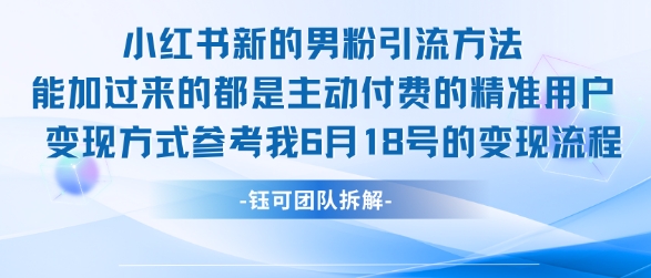 小红书全新男粉引流实操方法，日引流100多精准男粉-大伟资源网