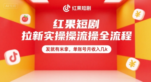 红果短剧拉新实操全流程，发就有米拿，单账号月收入几k-大伟资源网