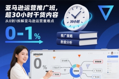 亚马逊运营推广班，超30小时干货内容，从0到1拆解亚马逊运营重难点-大伟资源网