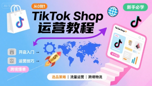 TikTok Shop从0到1运营教程，TikTok跨境电商新手必学课程-大伟资源网