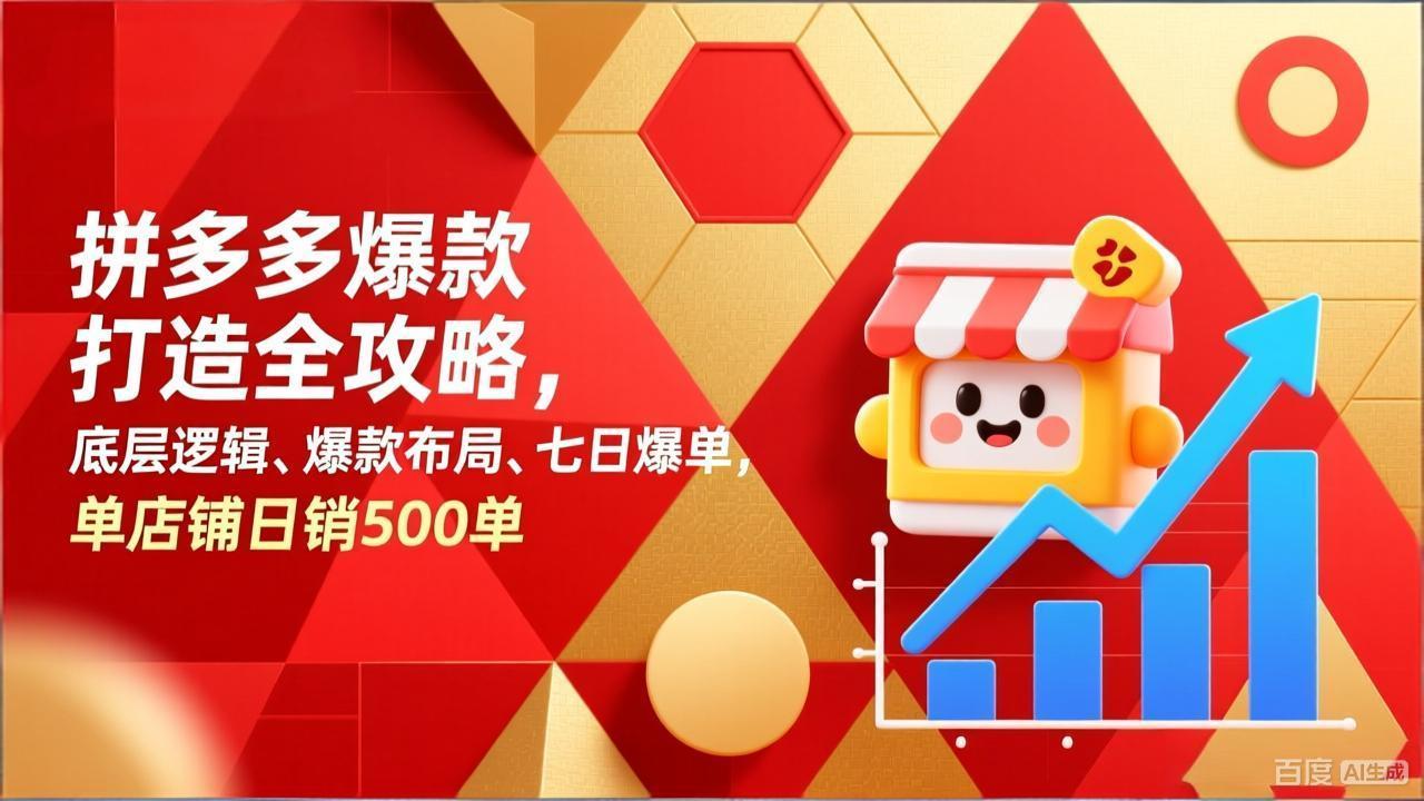 拼多多爆款打造全攻略，底层逻辑、爆款布局、七日爆单，单店铺日销500单-大伟资源网