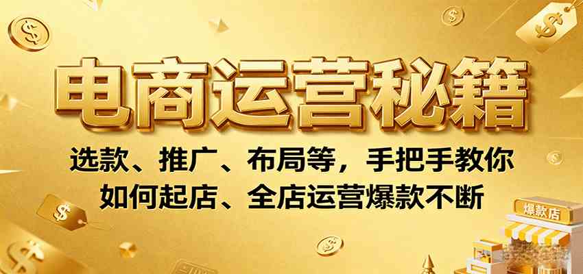 电商运营秘籍：选款、推广、布局等，手把手教你如何起店、全店运营爆款不断-大伟资源网