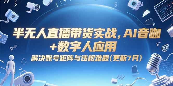 （15280期）半无人直播带货实战，AI音咖+数字人应用 解决账号矩阵与违规难题(更新7月)-大伟资源网