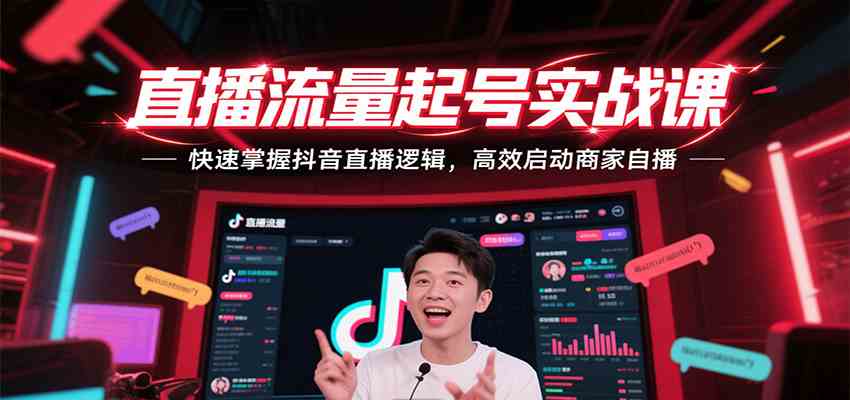 直播流量起号实战课，快速掌握抖音直播逻辑，高效启动商家自播-大伟资源网