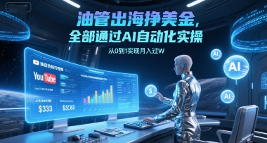 油管出海挣美金，全部通过AI自动化实操，从0到1实现月入过W-大伟资源网