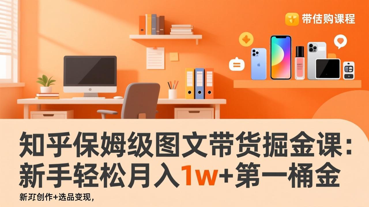 知乎保姆级图文带货掘金课：账号打造+爆文创作+选品变现，新手轻松月入1w+第一桶金-大伟资源网