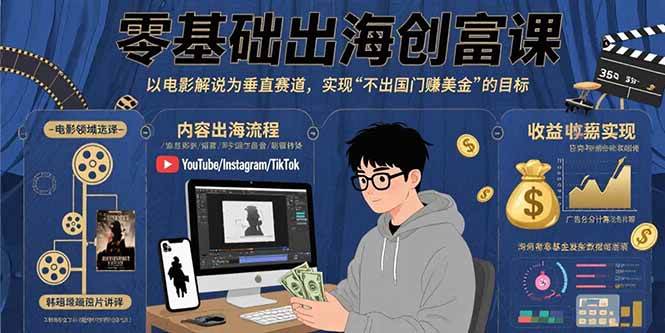 （15709期）零基础出海创富课：以电影解说为垂直赛道，实现不出国门赚美金的目标-大伟资源网