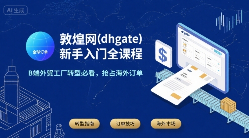 敦煌网(dhgate)新手入门全课程，B端外贸工厂转型必看，抢占海外订单-大伟资源网