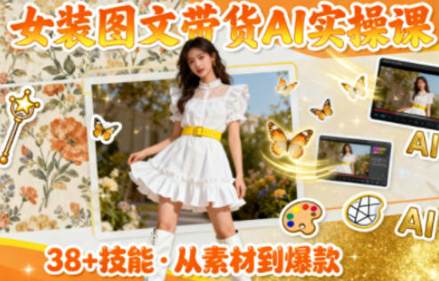 女装图文带货的AI实操课，覆盖38个实用技能，快速提升素材制作效率-大伟资源网