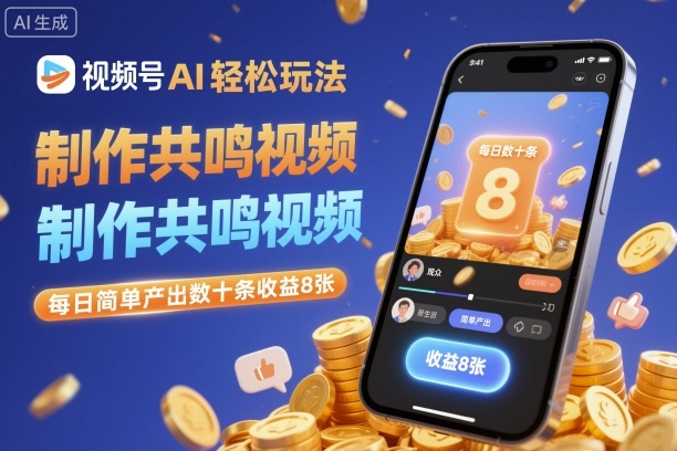 视频号AI轻松玩法，制作共鸣视频，每日简单产出数十条收益8张-大伟资源网