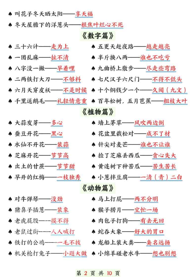 一年级下语文寒假预习晨读晚背（歇后语和谚语）-大伟资源网