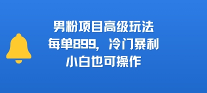 男粉项目高级玩法，每单899，冷门暴利，小白也可操作-大伟资源网