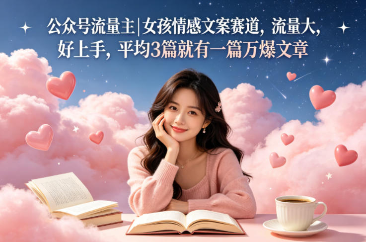 公众号流量主女孩情感文案赛道，流量大，好上手，平均3篇就有一篇万爆文章-大伟资源网