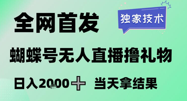 2026最新蝴蝶号无人直播掘金，独家技术，全网首发小白做了一个月收益3W，长期稳定可做【揭秘】-大伟资源网