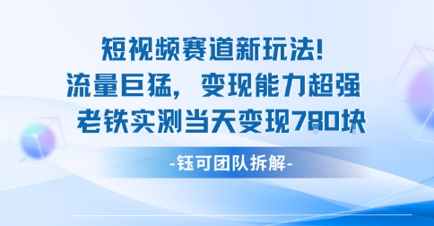 新赛道新玩法流量巨猛变现能力超强老铁实测当天变现7张-大伟资源网
