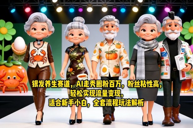 银发养生赛道，AI走秀圈粉百万，粉丝粘性高，轻松实现流量变现，适合新手小白，全套流程玩法解析-大伟资源网