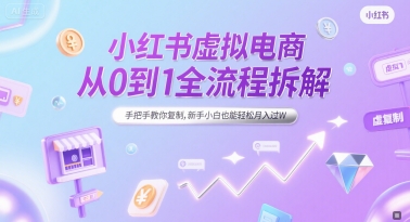 小红书虚拟电商从0到1全流程拆解，手把手教你复制，新手小白也能轻松月入过W-大伟资源网