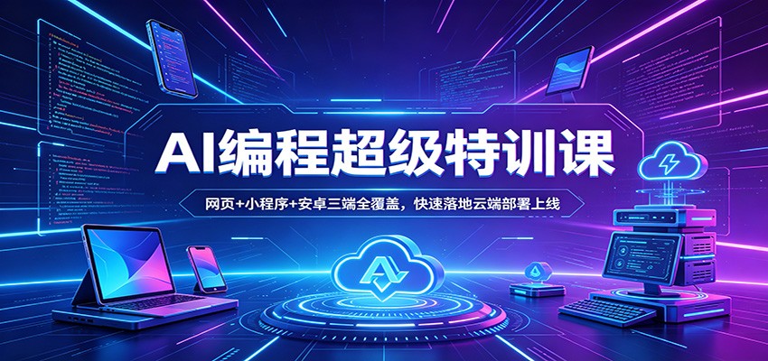 AI编程超级特训课：网页+小程序+安卓三端全覆盖，快速落地云端部署上线-大伟资源网