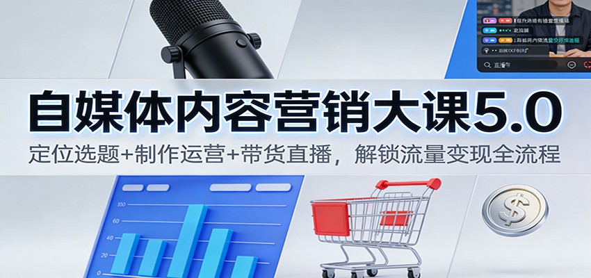 自媒体内容营销大课5.0：定位选题+制作运营+带货直播，解锁流量变现全流程-大伟资源网