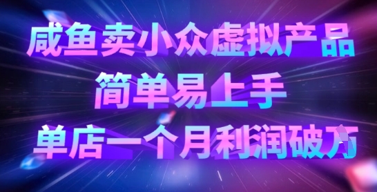 咸鱼卖小众虚拟产品，简单易上手，单店一个月利润破W-大伟资源网
