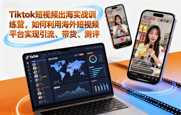 Tiktok短视频出海实战训练营，如何利用海外短视频平台实现引流、带货、测评-大伟资源网