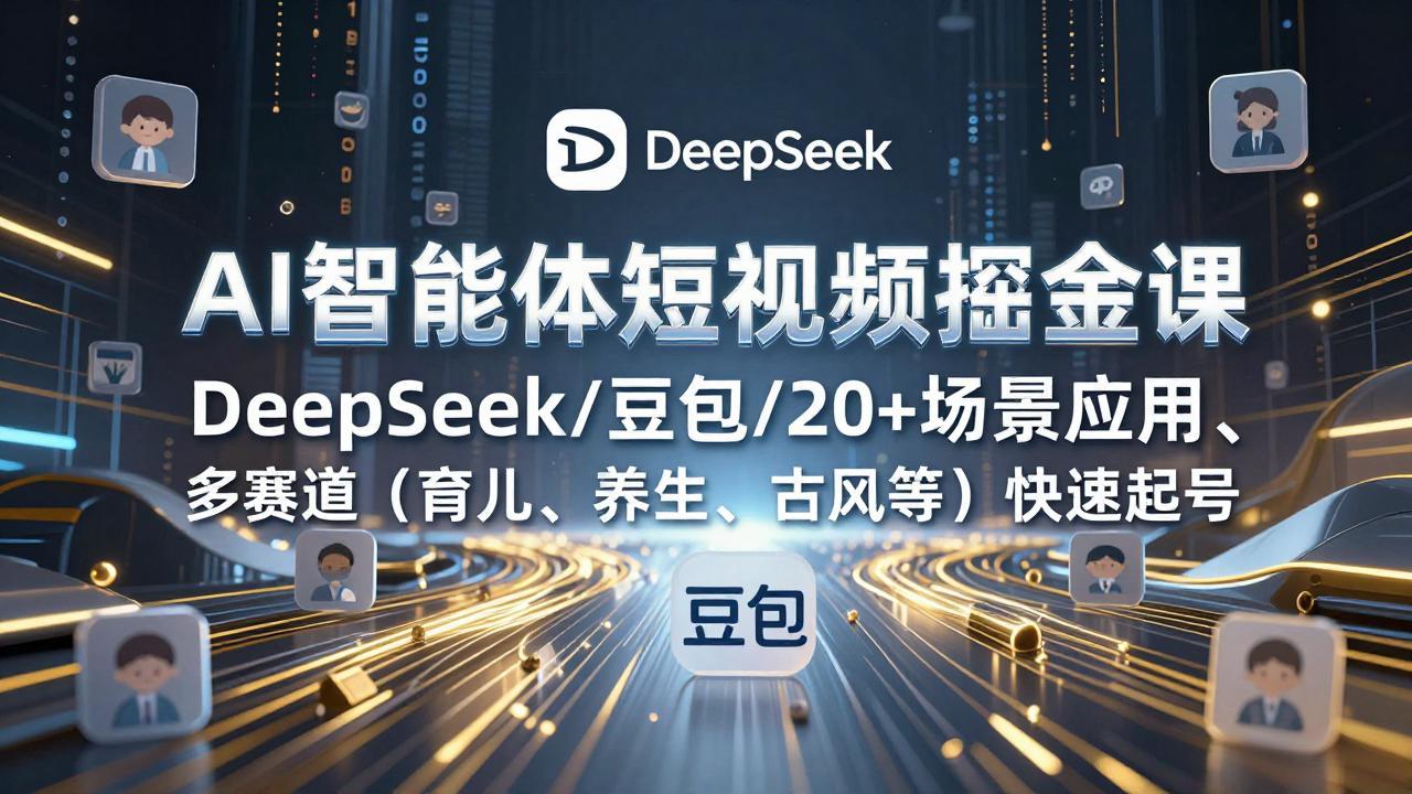 AI智能体短视频掘金课，DeepSeek/豆包/20+场景应用、多赛道(育儿、养生、古风等-大伟资源网