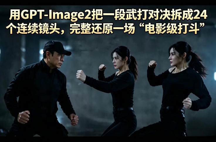 用GPT-Image2把一段武打对决拆成24个连续镜头，完整还原一场“电影级打斗”-大伟资源网