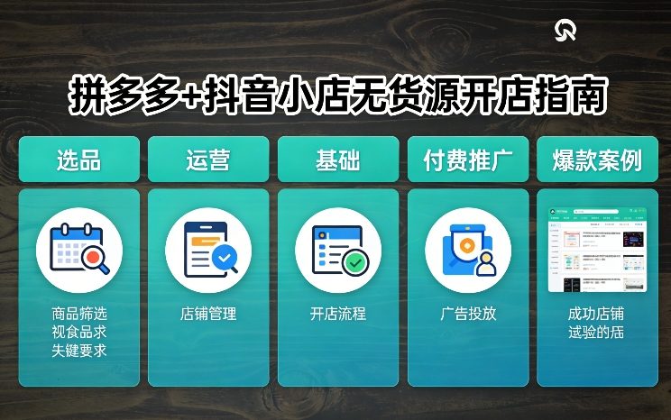 拼多多+抖音小店无货源开店，包括：选品、运营、基础、付费推广、爆款案例等(更新26年4月)-大伟资源网