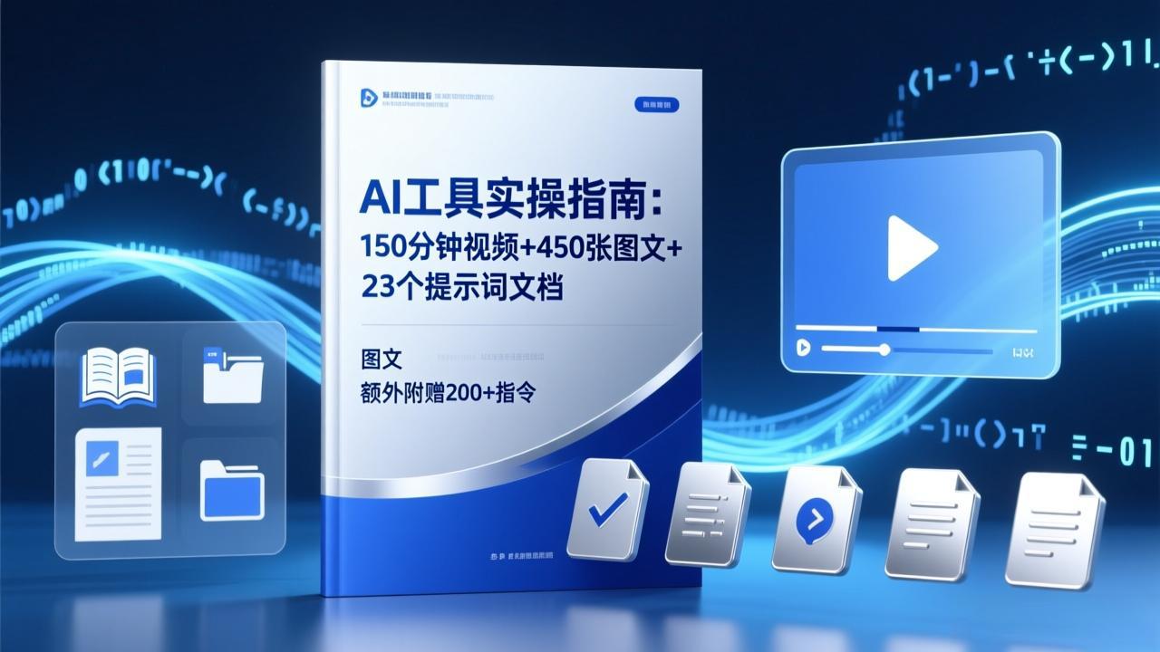 AI工具实操指南：150分钟视频+450张图文+23个提示词文档，额外附赠200+指令-大伟资源网
