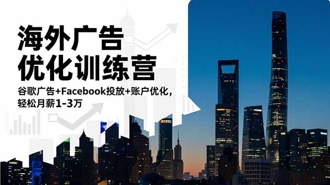 海外广告优化训练营：谷歌广告+Facebook投放+账户优化，轻松月薪1-3万-大伟资源网
