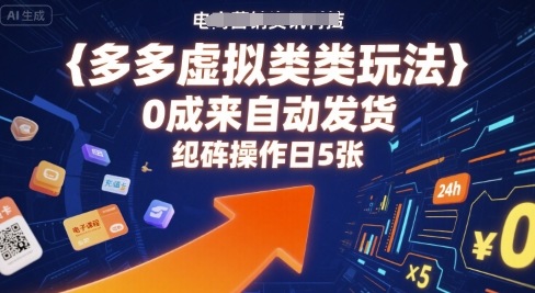 多多虚拟类目玩法，0成本全自动发货，矩阵操作日5张-大伟资源网