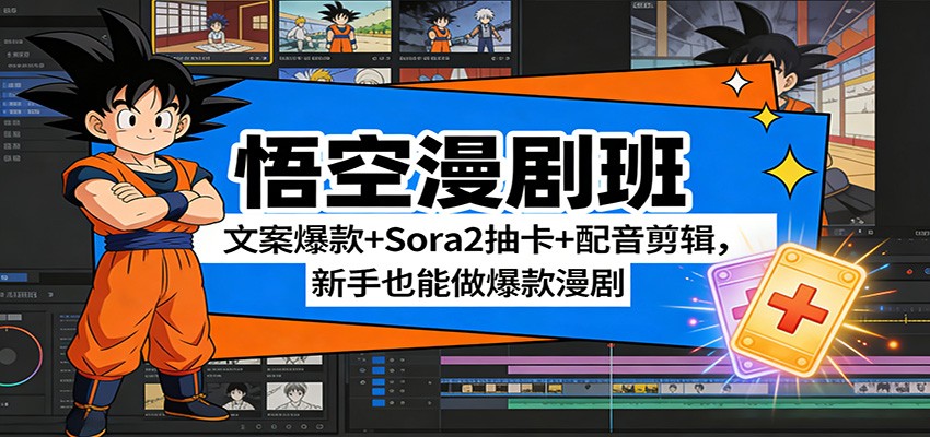 悟空漫剧班：文案爆款+Sora2抽卡+配音剪辑，新手也能做爆款漫剧-大伟资源网
