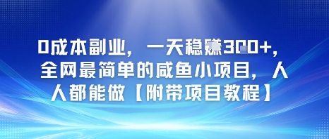 0成本副业，一天稳入3张，全网最简单的咸鱼小项目，人人都能做【附带项目教程】-大伟资源网