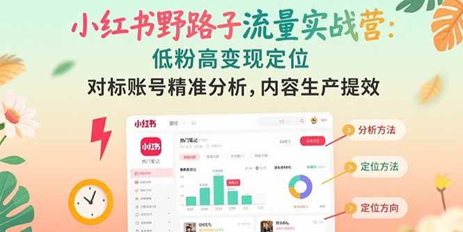 （15423期）小红书野路子流量实战营：低粉高变现定位 对标账号精准分析 内容生产提效-大伟资源网
