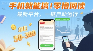 手机就能搞！零撸阅读挂G，最新平台，一键自动运行，随时随地挣，单日50-3张+【揭秘】-大伟资源网