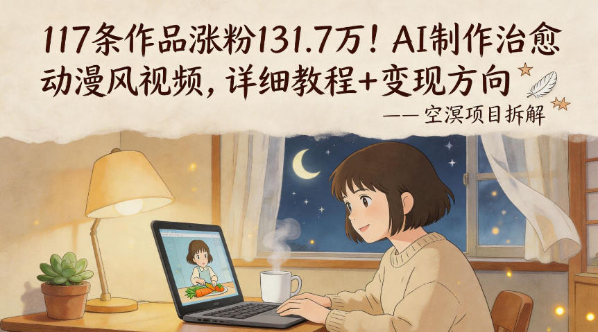 117条作品涨粉131.7W！AI制作治愈动漫风视频，详细教程+变现方向-大伟资源网