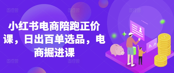 小红书电商陪跑正价课，小红书官方认证电商讲师教学，日出百单选品，电商掘进课-大伟资源网